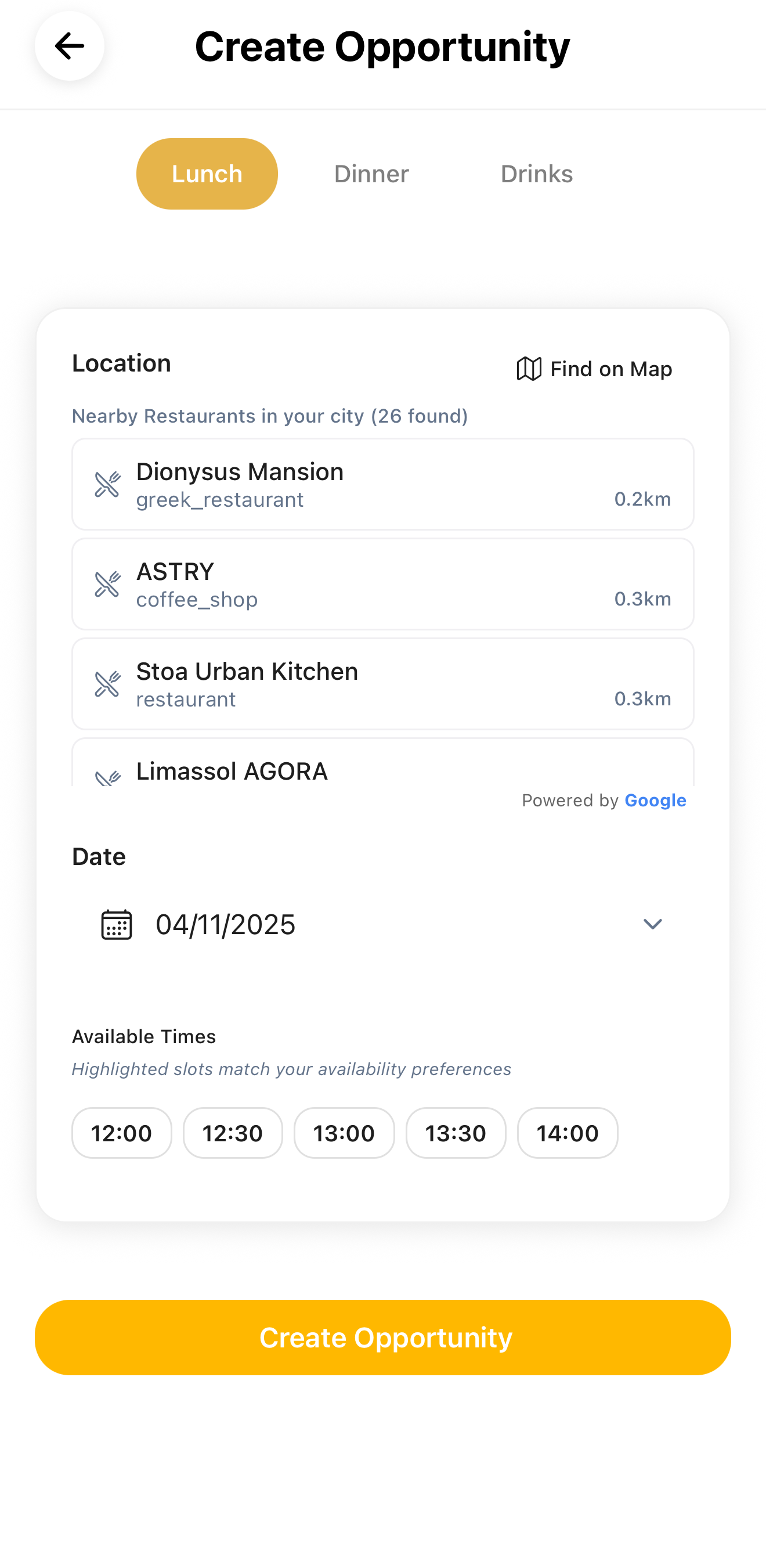Create Meetup Screenshot